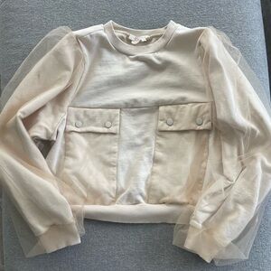 Anthropology cropped sweatshirt with puff sleaves